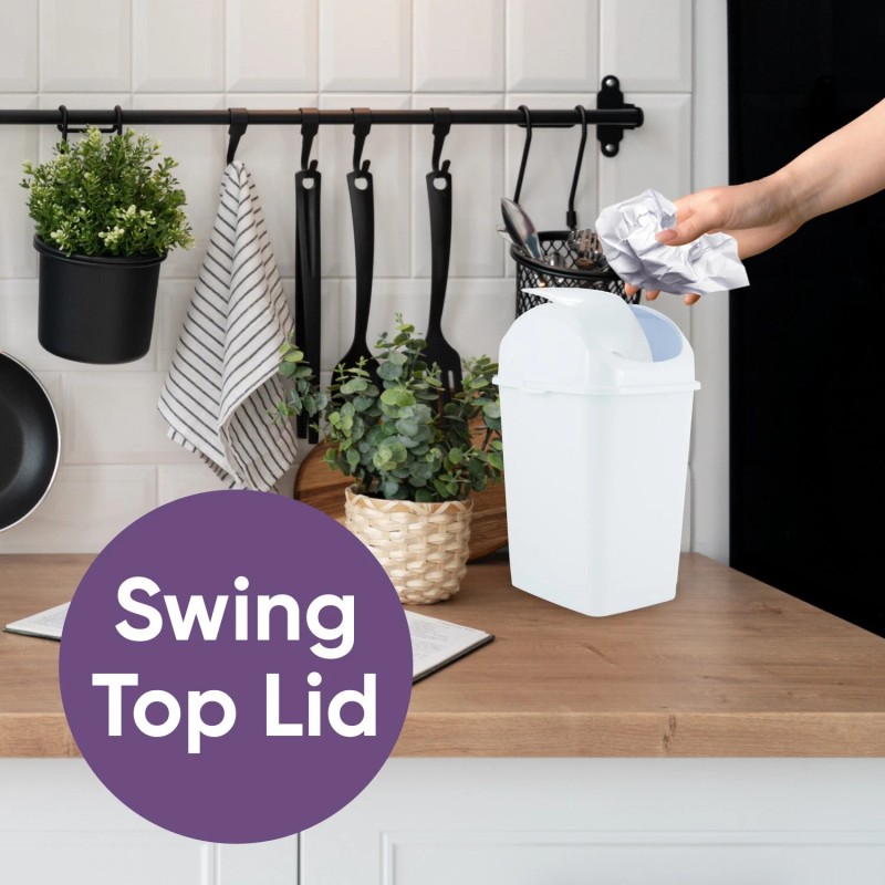 Superio 1.25 Gal Mini Plastic Trash Can with Swing Top