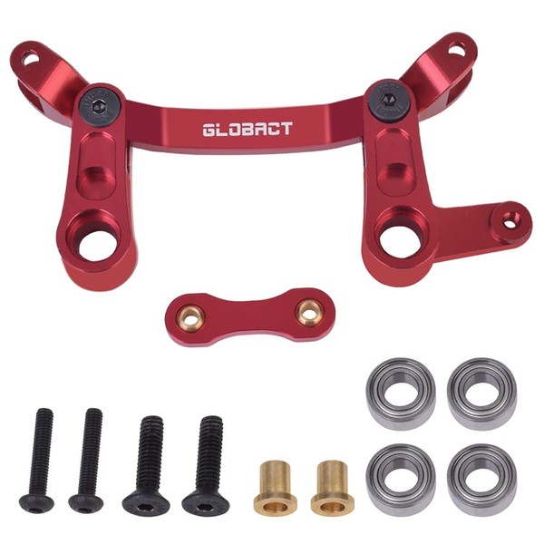 GLOBACT Aluminum Alloy Steering Bellcrank and Steering Link, with Ball Bearing Upgrade Parts Set for 1/10 Arrma Senton 4X4 Granite 4X4 Typhon 4X4 Kraton 4X4 Big Rock 4X4 Replaces AR340132 (Red)