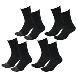 Ciel, Antibacterial and Odor Resistant, 5 Toe Socks, Value Set of 4 Pairs (Black 2, Gray 2), Five Toes, Fingertips, Odor, Cut Socks, Business Scenes, Sports, Walking, Golf..