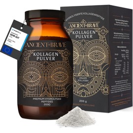 Ancient + Brave True Collagen Pulver 200g - Nachhaltiges Rinderkollagen Pulver aus Weidehaltung - 100% Hochwertiges Kollagen Hydrolisat (Typ 1) - Für Schönheit Haut Haare Nägel Frauen - Protein Quelle