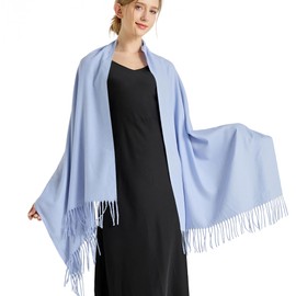 Ciormis Pashmina Shawls for Women, Light Blue Wedding Party Bridal Bridesmaid Shawl and Wraps Fashion Solid Shawl Wrap (Light Blue)