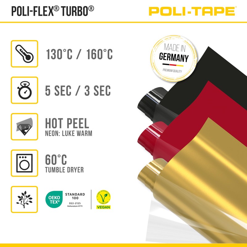 Poli-flex® Turbo® transfer film for textiles, flex film for iron-on,