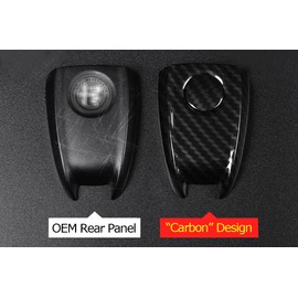 iJDMTOY Gloss Black Carbon Pattern Rear Key Fob Shell Cover, Compatible With Alfa Romeo Giulia Stelvio Smart Key Fob