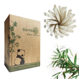 Biodegradable Bamboo Fiber Drinking Straws, Compostable Disposable Drinking Straw, 100% Nature Bamboo Drinking Straws Instead of Plastic and Paper Straws (10 * 230mm)