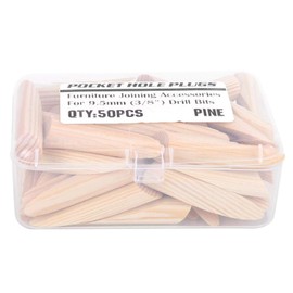 Pocket Hole Plug, Wooden Pocket Hole Plug, 50pcs Woodworking Screws Plugs Kit with Storage Box Inclined Drilling Tools Furniture Joining Accessories for 9.5mm(3/8'') Drill Bits