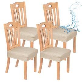 M METERXITY 4-Pack Waterproof Dining Chair Covers, Stretch Jacquard Dining Room Seat Cover for Kitchen/Home/Banquet, Removable Washable Chairs Cushion Slipcovers Protector [Gray]