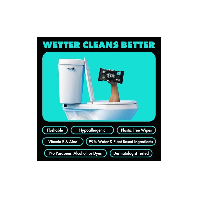 DUDE Wipes Mint Chill Extra-Large Flushable Wipes - 3 Pack