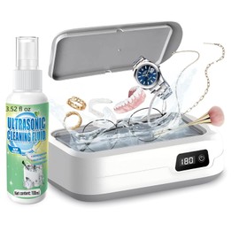 Ultrasonic Jewelry Cleaner Machine, 49kHz Sonic Jewelry Cleaner, 640ML Portable Ultrasonic Cleaner Machine for Eyeglasses, Rings, Watch Strap – Includes Ultrasonic Jewelry Cleaner Solution Concentrate