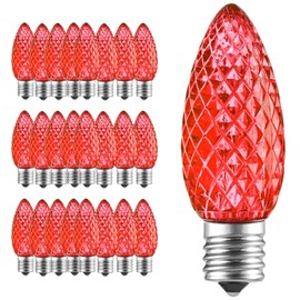 Minetom LED Light Bulbs 50 Pack C9 LED Christmas Light Bulbs, Replacement Dimmable Bulbs for Christmas String Lights, Holiday Decoration Indoor & Outdoor Use, E17 Intermediate Base, Red