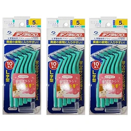 Dental Pro Interdental Brush, L Shape, Size 5, 10 Pieces x 3 Sets