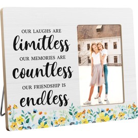 YYLYMX Friends Gifts Picture Frame, Our Laughs Are Limitless Our Memories Are Countless Our Friendship Are Endless, 4x6 Inch Photo