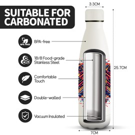 HoneyHolly Stainless Steel Water Bottle, 500 ml, BPA-Free, Thermos Flask, 18/8 Stainless Steel, Children's Water Bottle, Double-Walled Vacuum Insulated, Thermos Flask for School, Outdoor, Camping,