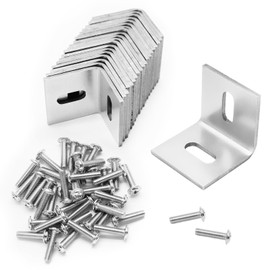Biaungdo 20 Pcs Heavy Duty Table Top Fasteners, Silver Z Clips Fastener Connector, Adjustable Corner Braces Right Angle L Brackets for Table Tops, Shelves, Desk, Chairs, Repairing Furniture