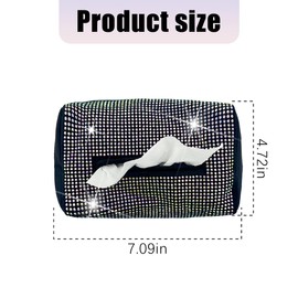 HZEL Bling Car Sun Visor Tissue Holder, Crystal Rhinestones Vehicle Napkin Hanging Box, Diamond Sparkly Automotive Backseat Paper Towel Cover Case Accessories, Universal for Most Cars (Multicolor)