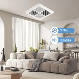 VENTECHLATION Bathroom Exhaust Fan 70CFM 1.5Sone, Quiet Bath Fan with 3inch duct for Bathroom Ceiling, Energy-Saving Household Ventilation,Ceiling or Wall Mounted, White Plastic Grille