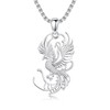 OHAYOO Phoenix Necklace for Women, 925 Sterling Silver White Gold