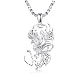 OHAYOO Phoenix Necklace for Women, 925 Sterling Silver White Gold Phoenix Pendant Necklace, Mythical Bird Jewelry Gift for Her