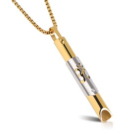 HOKHIM Aurelia's Breathing Necklace，Yoga OM AUM Breathlace,Breathe Yoga Symbol Necklace，Meditation, Anxiety Gifts For Women Man，Gold