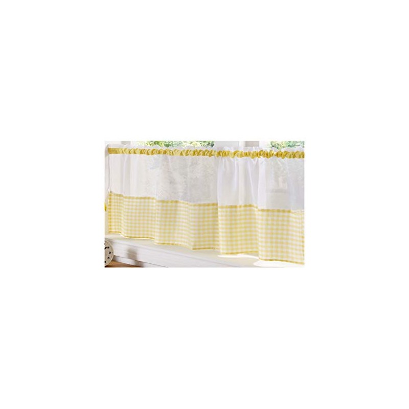 Alan Symonds Gingham Slot Top Voile Cafe Curtain Panel (59"