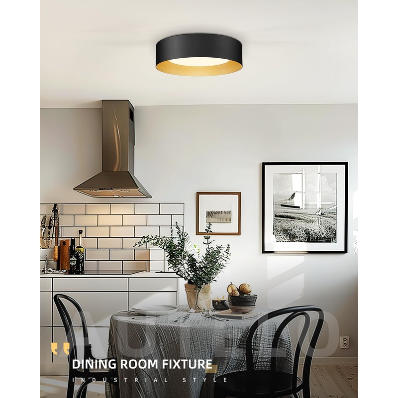 AUTELO Flush Mount Ceiling Light, 14" Frosted Glass Shade Close