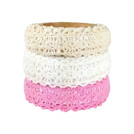 Wrapables Decorative Lace Tape (Beige, White, Pink), 200cm L x 15mm W (Set of 3)