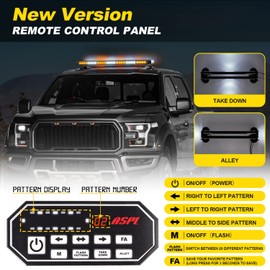 ASPL 31" 62 LED Strobe Light Bar with Remote Control Double Side Flashing Emergency Warning Flash Strobe Light with 28 Strong Magnets for Safety Construction Vehicles Tow Trucks Pickup (Amber/White)