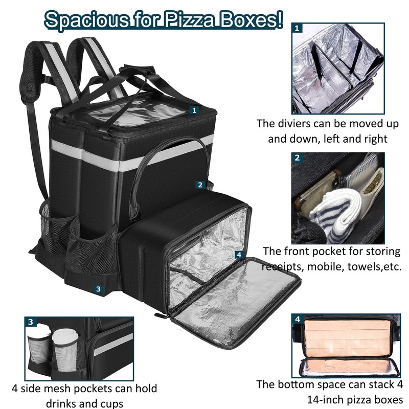 cherrboll Food Delivery Backpack with Drink Holders & Dividers, Insulated