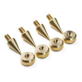 M6 Speakers Spikes and Pads for Speakers, HiFi Stands, Cabinets, Soundbars (Brass with chamfered pads)