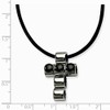 FB JEWELS Solid Stainless Steel Black IP-plated Beads Cross Necklace