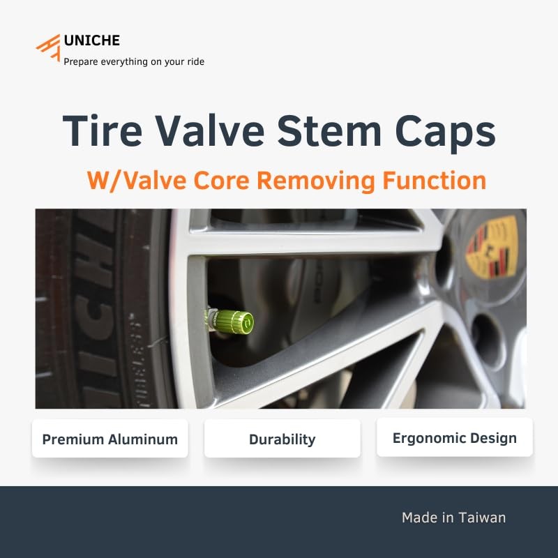UNICHE 2-in-1 Valve Stem Caps with Valve Core Remover, Universal