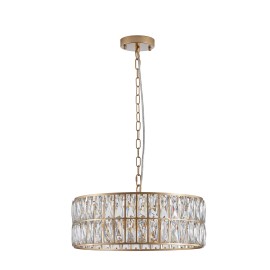 Modern Golden Crystal Chandelier for Dining Room, 18" Round Chandeliers Adjustable Height Hanging Pendant Light FixturesShade color: Gold, Design Style: Modern, Lamp Power(W): 0-60, Product Size: 45*45*25cm