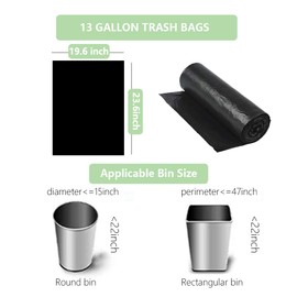 Bolsas de basura de 12 galones, 30 unidades, 2 rollos, bolsas de basura para baño, bolsas de basura para recámara, hogar, cocina, oficina, cubos de basura