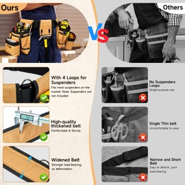 Tool Belt,Magnetic Tool Pouch,27-Pockets Heavy Duty Tool Belts for Men with 4 D-Rings,Detachable Tool Pouch Bag for Electrician,Carpenter,Construction,Utility Belt,Gifts for Men,Brown