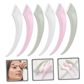 Gatuida 6pcs Stainless Steel Eyebrow Razors for Women Portable Facial Hair Trimmers with Curved Blades Safe and Eyebrow Shavers in White Pink Green for Precise Grooming