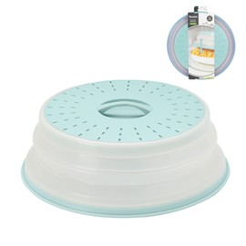 Tovolo Microwave Splatter Cover for Food, Medium (Blue Haze) - Collapsible & Vented Silicone Splatter Guard Lid - Microwave Plate & Dish Cover with Handle - BPA-Free Kitchen Gadget for Meal Prep