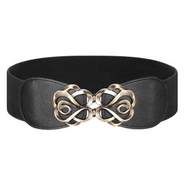 Syuer Women Stretchy Vintage Belt for Dresses Elastic Wide Waist Belt (XXL-XXXL (35”-43”), Black)