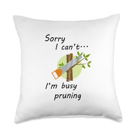 Ironic Arborist Worker Pruning Tree Surgeon Throw Pillow