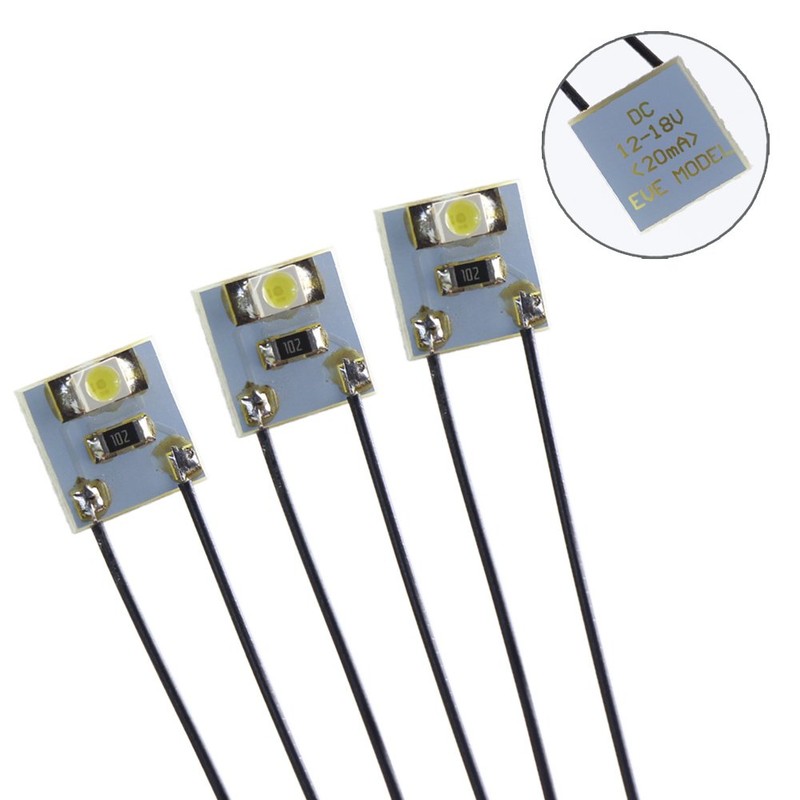 Wired SMD 3528 Chip LED White with Resistor, Pack of