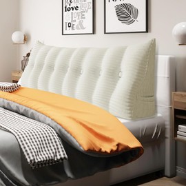 14 lbs Thickened King Wedge Pillow Headboard Body Positioner Triangular Reading Pillow Bed Bolster Pillow for Sitting Up in Bed with Removable Cover Corduroy