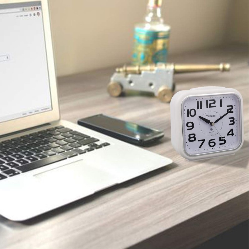 Tinload 5.5" Large Analog Alarm Clock Silent Non Ticking, Gentle
