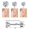ZDE Titanium Women Flatback Earrings Cubic Zirconia Silver Stud Earrings