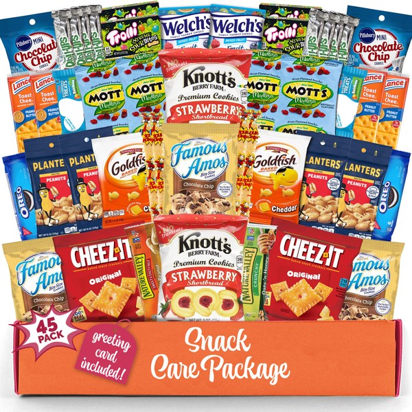 Snacks Box Variety Halloween Care Package (45] Treats Gift Basket Boxes Pack Adults Kids Grandkids Guys Girls Women Men Boyfriend Candy Birthday Cookies Chips Teenage Mix College Student Food Sampler Office