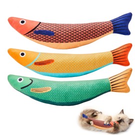 SUPERFA 3 Pack Catnip Toys Saury Fish, Catnip Crinkle Sound Toys for Indoor Adult Kitten, Interactive Toy for Cat Chew Toys for All Breeds