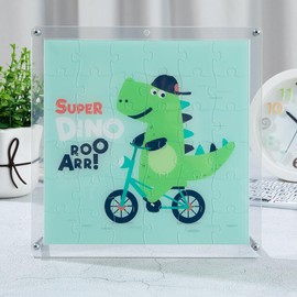 BAODIAN Acrylic Puzzles Preschool Learning Toys,Washable Unbreakable 36 pieces puzzle for Toddlers 2 Years old and up, Great Gift for Kids,Comes with a Clear Puzzle Frame (Dinosaur)
