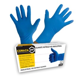 CLAY Nitrile Gloves HD, Versatile Protective Gear Ideal for Industrial, Food Handling Uses & More - 50 units, Blue, XL