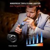 All-in-one Cigar Torch Lighter with Triple Flame, 2 Cigar Holders,