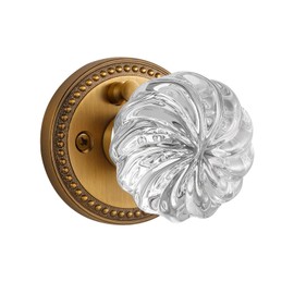 SORWDUERM 1 Pack Crystal Knobs Antique Brass Door Knob Interior Privacy Door Knob for Bedroom and Bathroom Glass Door Knob