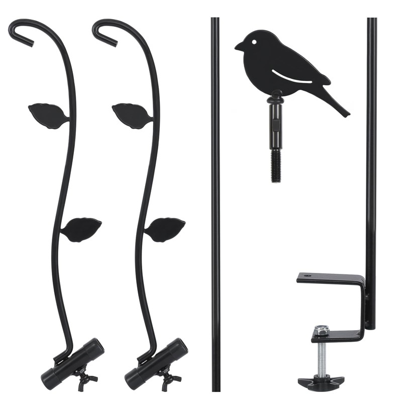FEED GARDEN Deck Bird Feeder Pole, 42 Inches, Multiple Hooks,