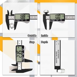 Vodlbov Digital Vernier Caliper 0-150mm / 0-6’’ Electronic Digital Caliper with Extra-Large LCD Screen,Plastic Carbon Fiber Digital Gauge,Depth Measuring Tools, Millimeter/Inch Conversion