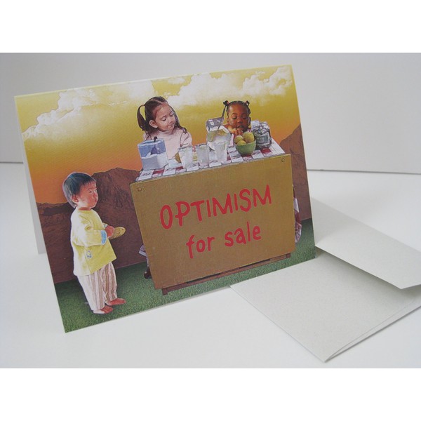 Optimism For Sale: Unique Blank Greeting Card